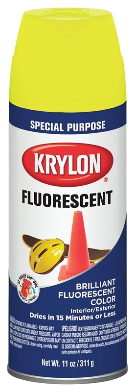 11 Oz. Fluorescent Spray Paint In Lemon Yellow - Maximum Visibility