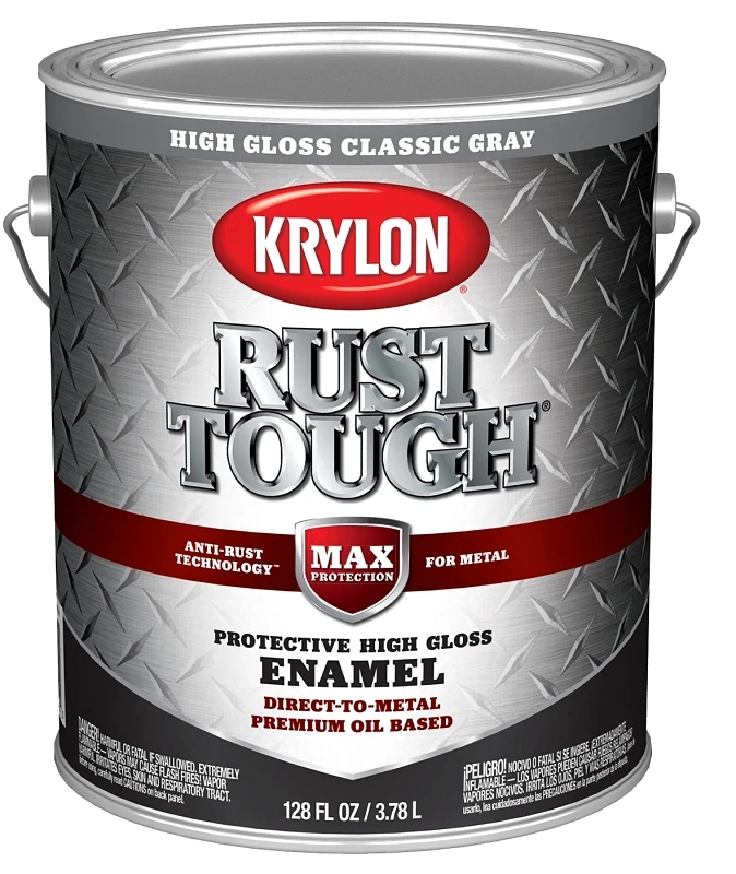 Rust Tough Oil-based Gloss Rust Control Enamel, Gray, 1 Gallon