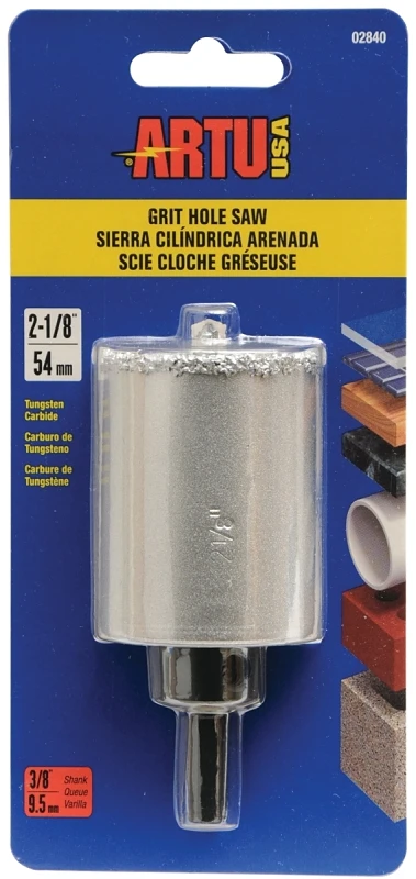 2-1/8 In. Tungsten Carbide Grit Hole Saw With Arbor And Pilot Bit