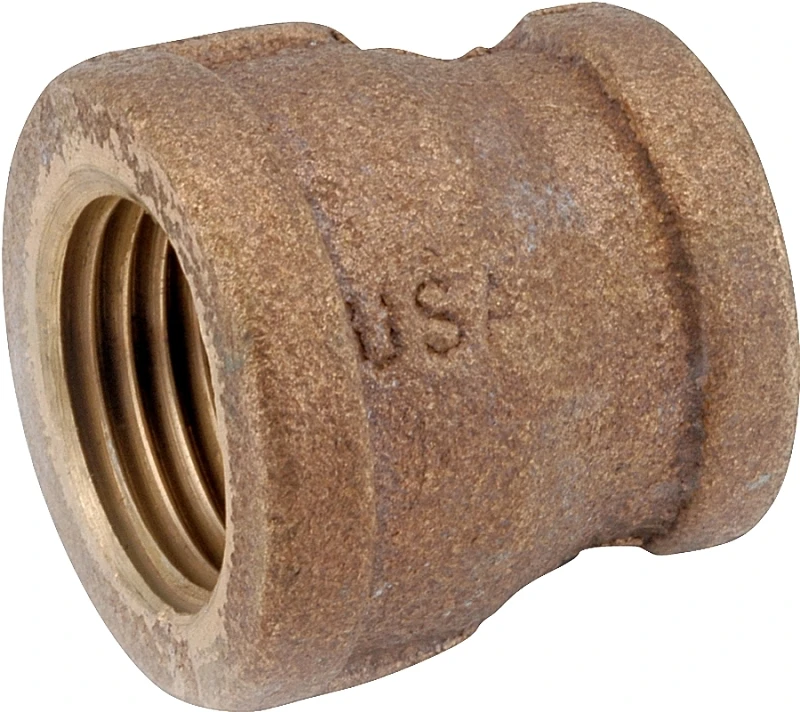 Pipe Fitting, Red Brass Reducing Coupling, Lead Free, 1 x 3/4 In.