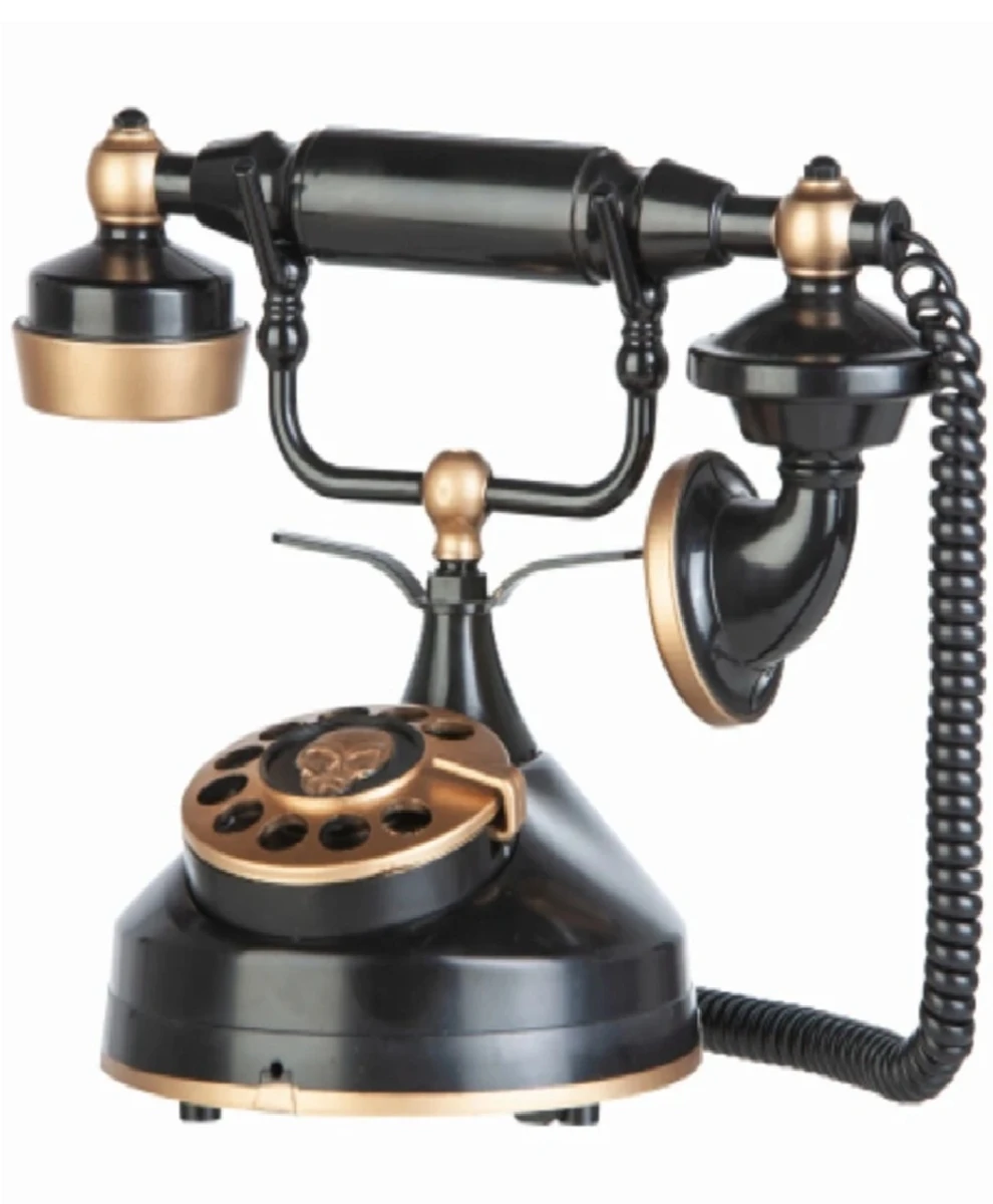 Victorian Style Telephone Halloween Decoration Black & Gold Vintage Design