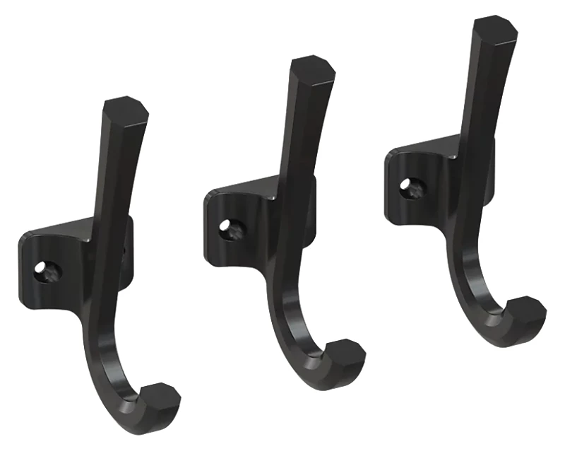 Entryway Powell Hooks, Matte Black, 3-Pk.