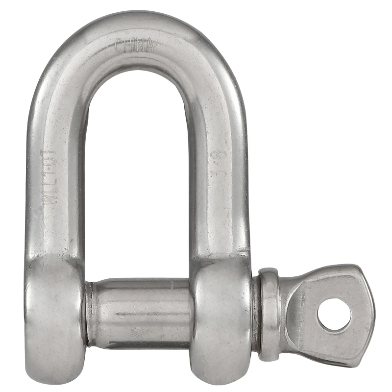 D Shackle, Stainless Steel, 3/8 In.