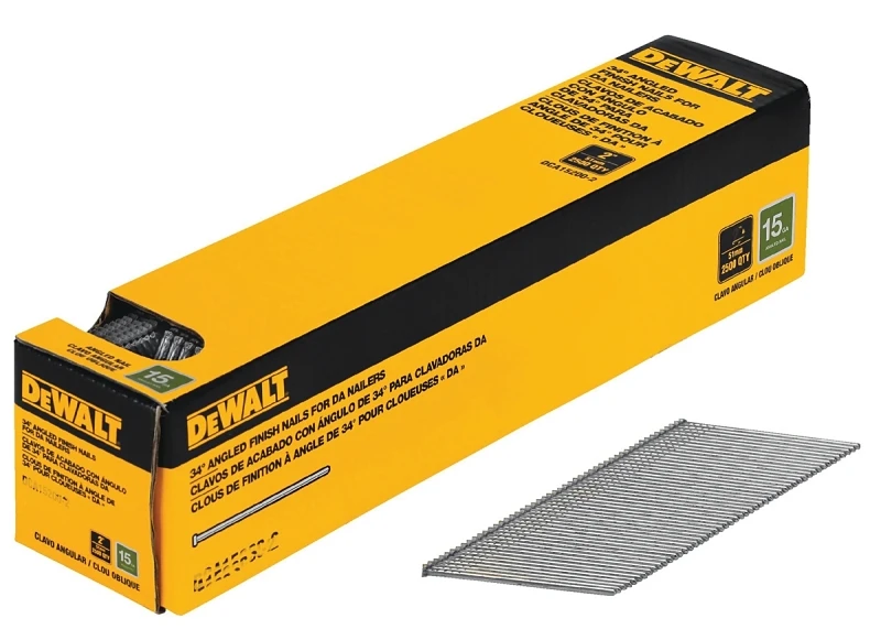 Collated Angled Finishing Nails, 15 Gauge, 1/2 In., 2,500-Pk.