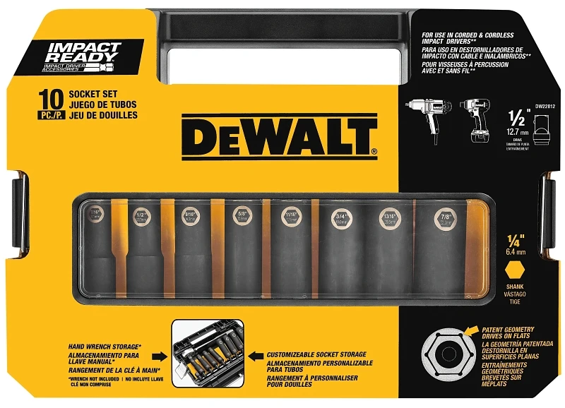 10-Pc. Impact Ready Socket Set, 1/2 In. Drive