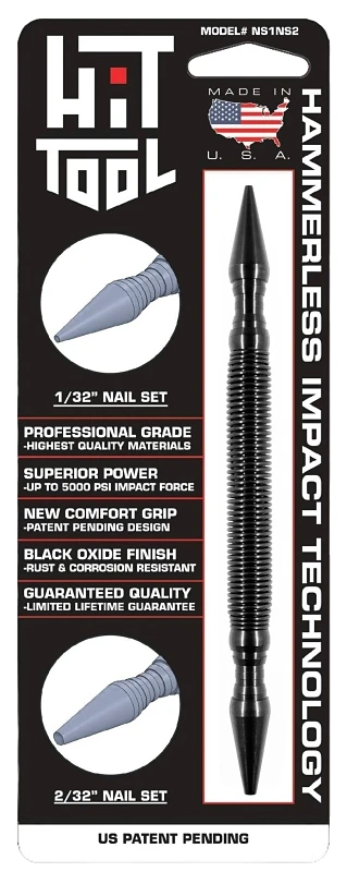 1/32 In. & 2/32 In. Hss Steel Hammerless Spring Loaded Nail Set Model Ns1ns2