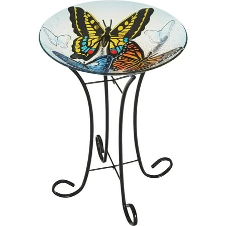 Butterfly Bird Bath - 23 In. H X 17.9 In. Dia - Multi Color
