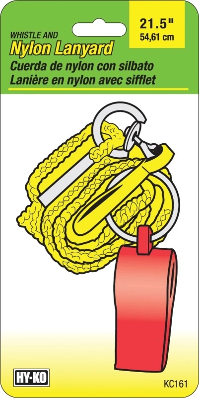 Lanyard with Whistle, Nylon, 21-In.