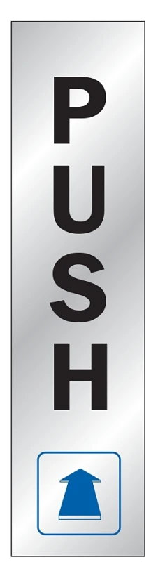 2" X 8" Self-adhesive Push Sign - Silver Background With Black Lettering