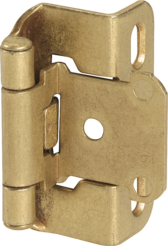 Burnished Brass Self-closing Partial Wrap Overlay Hinge 2-pack, Model Bpr7550bb
