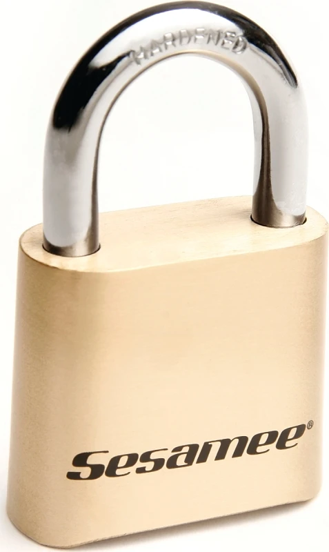 Sesamee 4-dial Combination Lock, Brass, 1-7/8-inch Wide With Steel Shackle