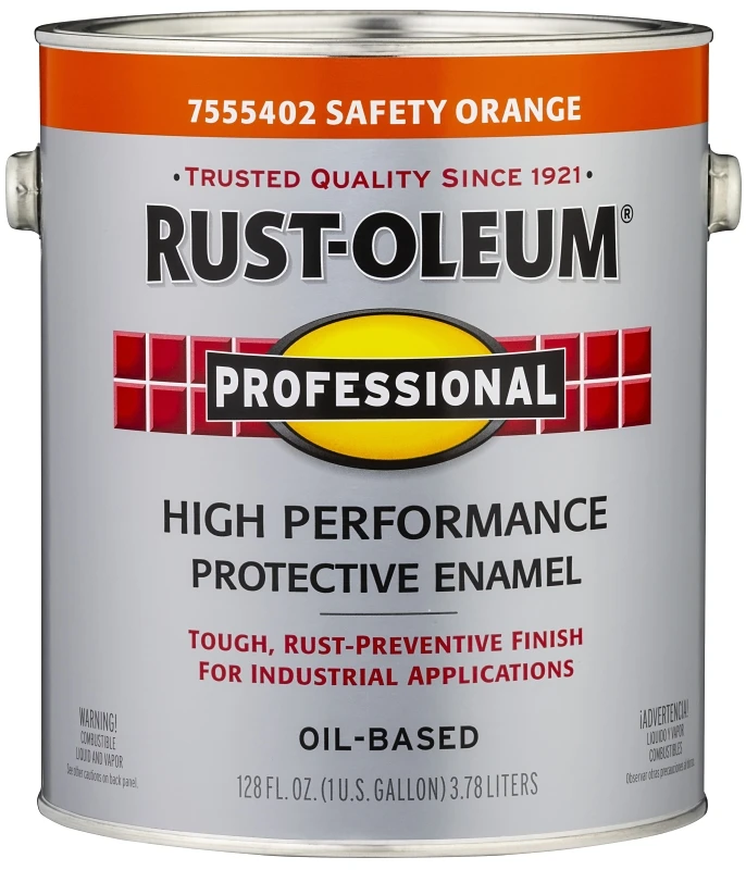 Industrial Enamel, Safety Orange, 1 Gallon - High-gloss Finish