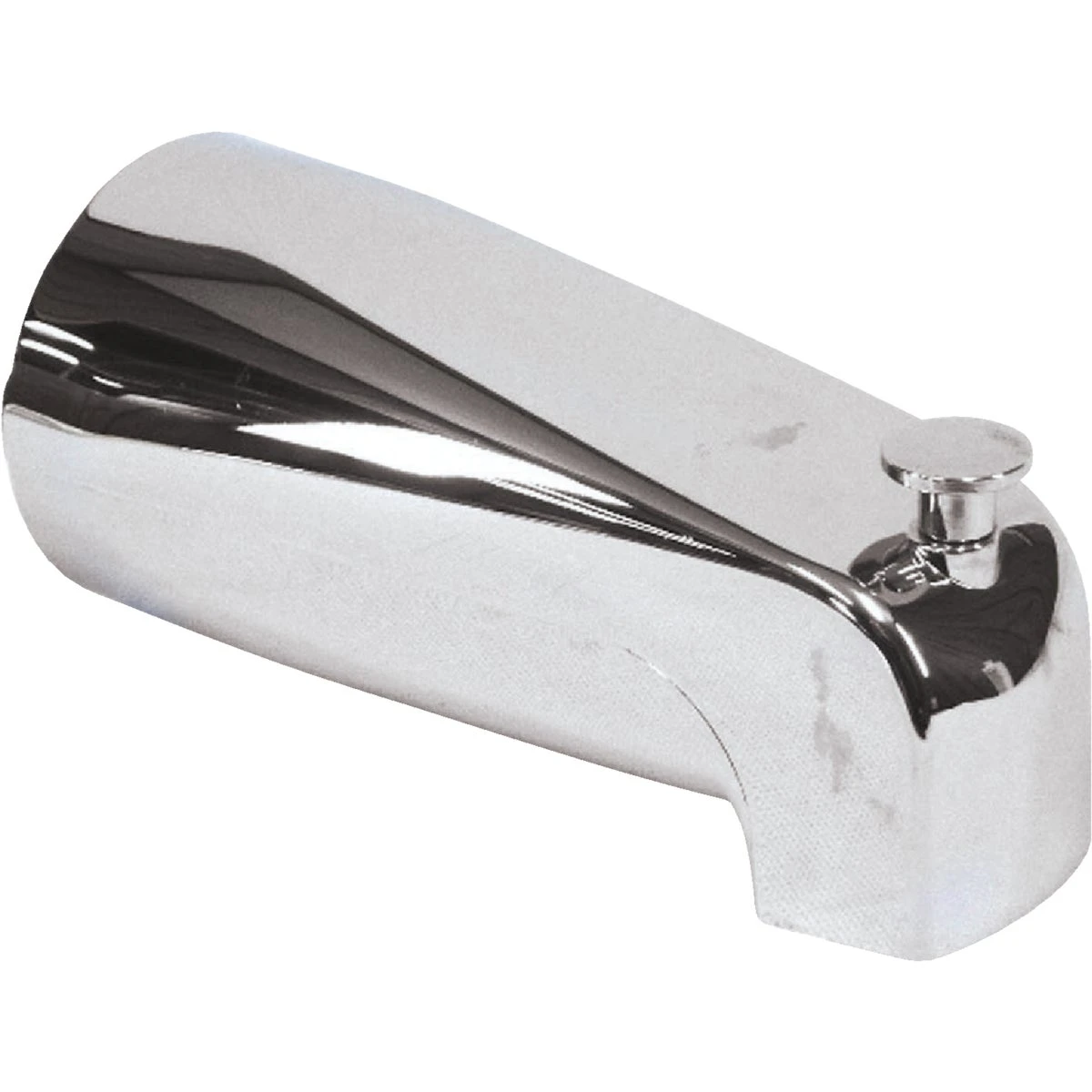 US Hardware P-522C Bathtub Spout with Diverter, 12.63 in L, 1/2 in Connection, NPT, Plastic, Chrome-Plated