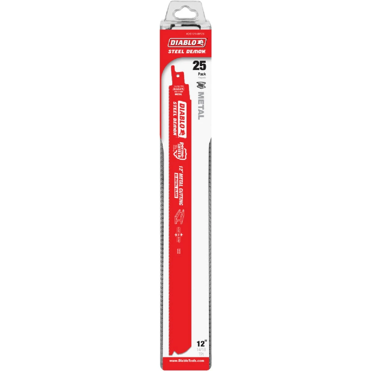 Diablo DS1214BF25 Reciprocating Saw Blade, Bi-Metal, Applicable Materials: Medium Metal, 1 in W, 12 in L, 14, 18 TPI