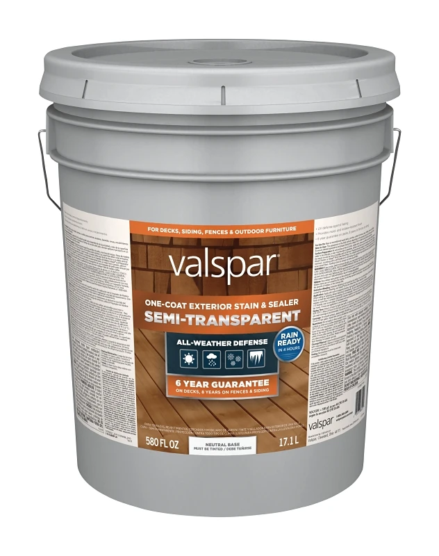 One-Coat Semi-Transparent Stain & Sealer, Neutral Base, 5 Gallon
