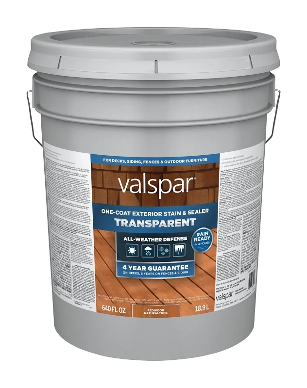 Transparent Deck Stain And Sealer, Redwood Natural Tone, 5 Gallon Container