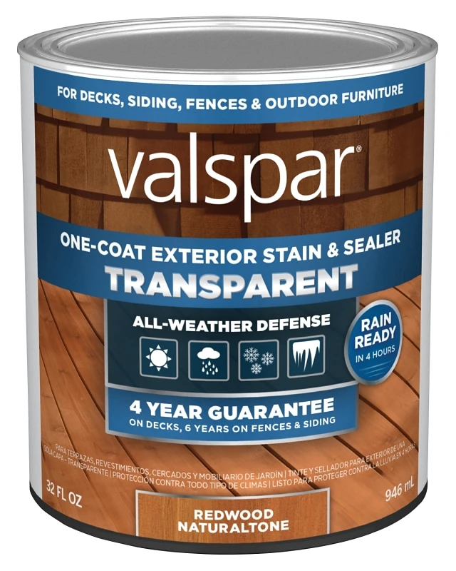 One-Coat Transparent Stain & Sealer, Red Natural Tone, 1 Qt.