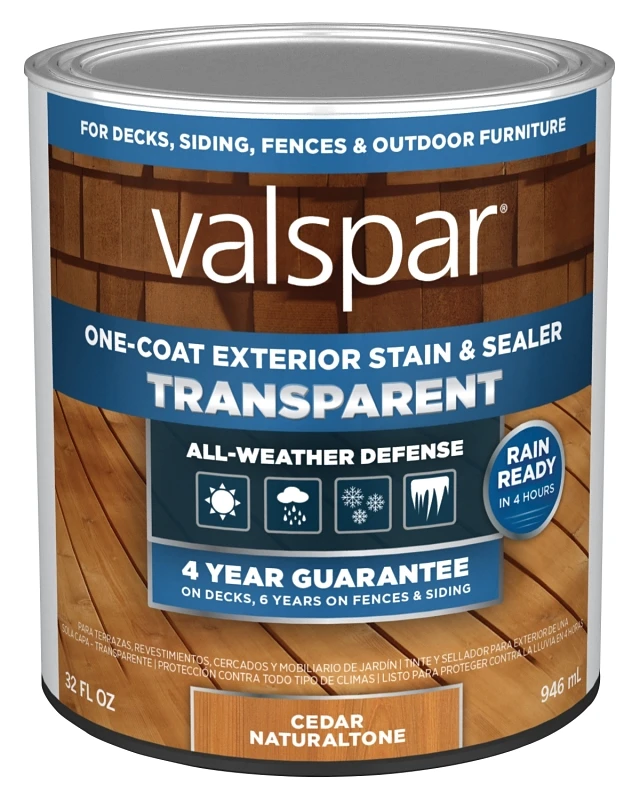 One-Coat Transparent Stain & Sealer, Cedar Natural Tone, 1 Qt.