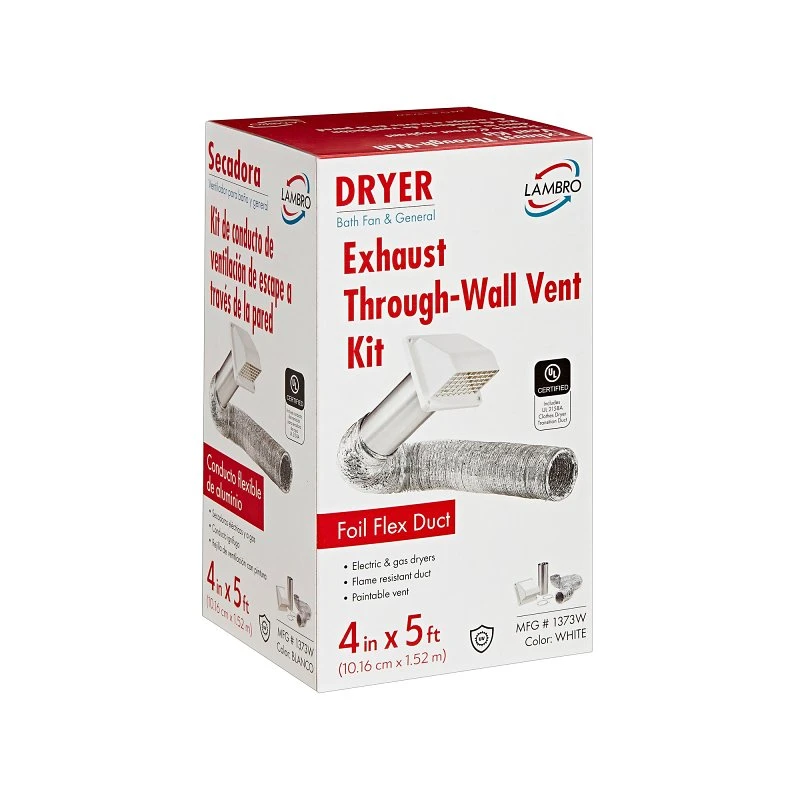Preferred Dryer Vent Hood Kit, White, Plastic, 4-In. x 5-Ft.