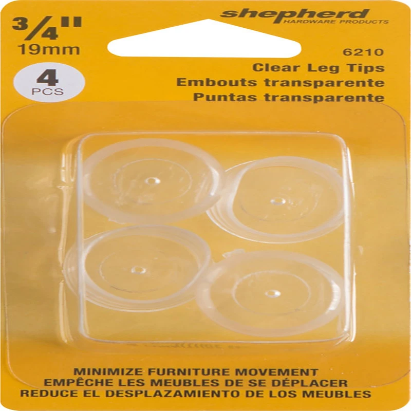 Shepherd Hardware 6210 Leg Tip, Round, Plastic, Clear, 3/4 in Dia, 3/4 in H