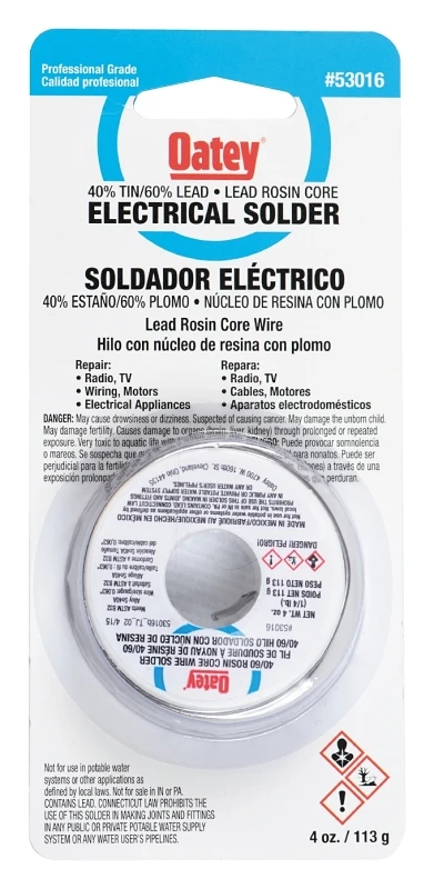 4 Oz Rosin Core Solder Wire 0.063 In. Diameter Tin/lead 40/60 Alloy
