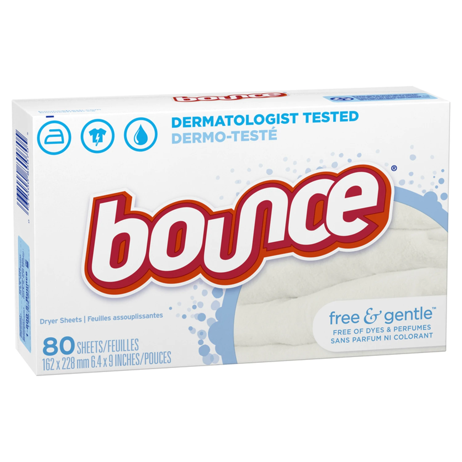 Bounce Dryer Sheets, 60 count, Free & Gentle unscented, hypoallergenic for sensitive skin & free of dyes and perfumes dryer sheets