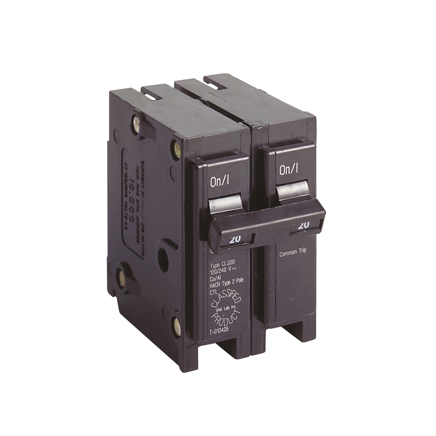 20 Amp 2-pole Plug In Circuit Breaker Cl220 For Electrical Safety