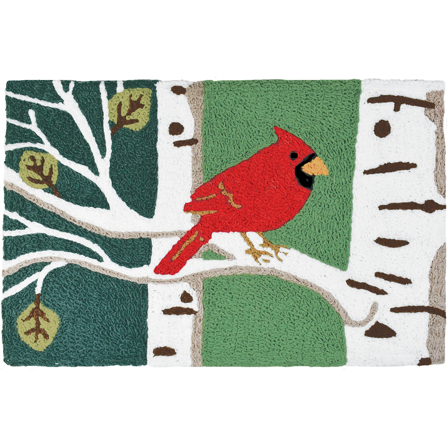 30 In. L X 20 In. W Multi-colored Cardinal In Birch Tree Accent Rug