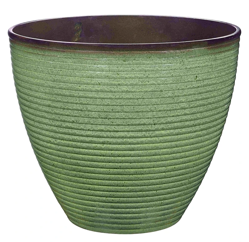 Pt-s006 Wave Planter, 15 In Diameter, 12-1/2 In Height, Green Resin