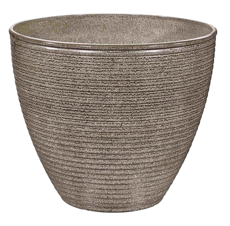 Pt-s005 Wave Planter, 13 In Diameter, 11 In Height, Resin, Beige