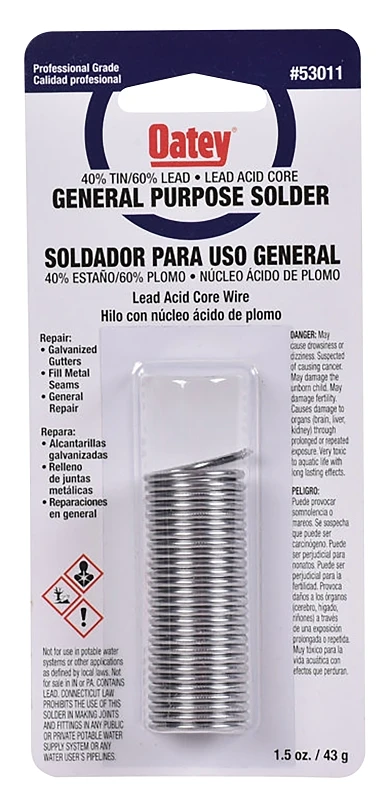 1.5 Oz Acid Core Wire Solder 0.081 In. Diameter Tin/lead 40/60 Alloy