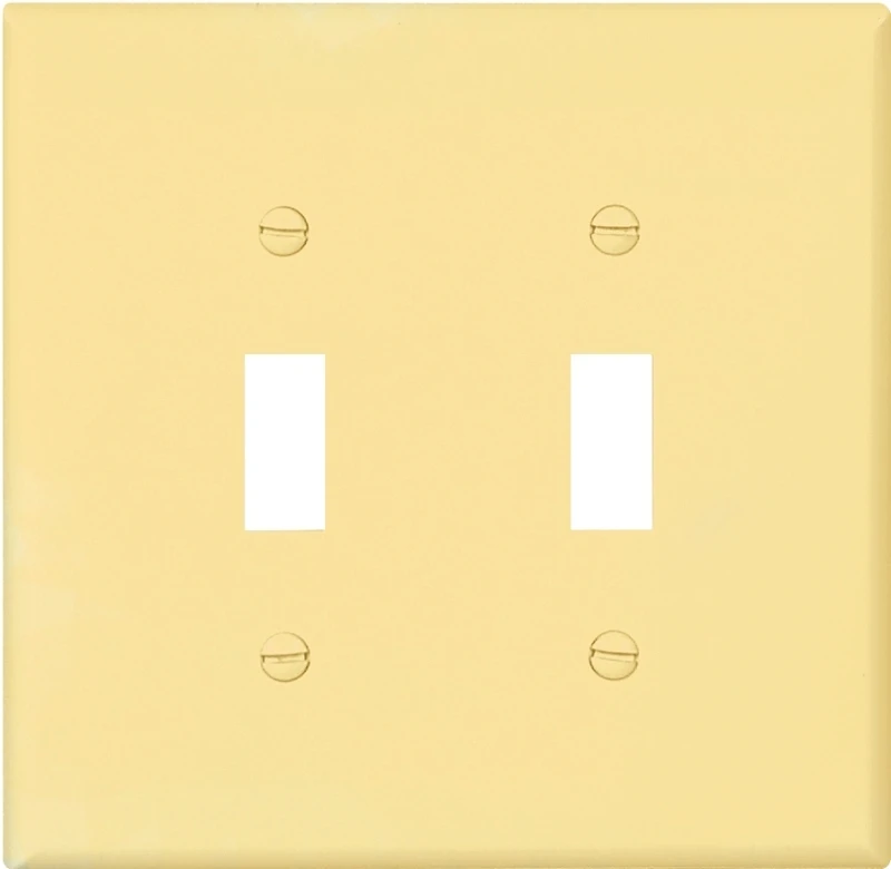 Pj2v Mid-size 2 Gang Unbreakable Toggle Wall Plate In Ivory