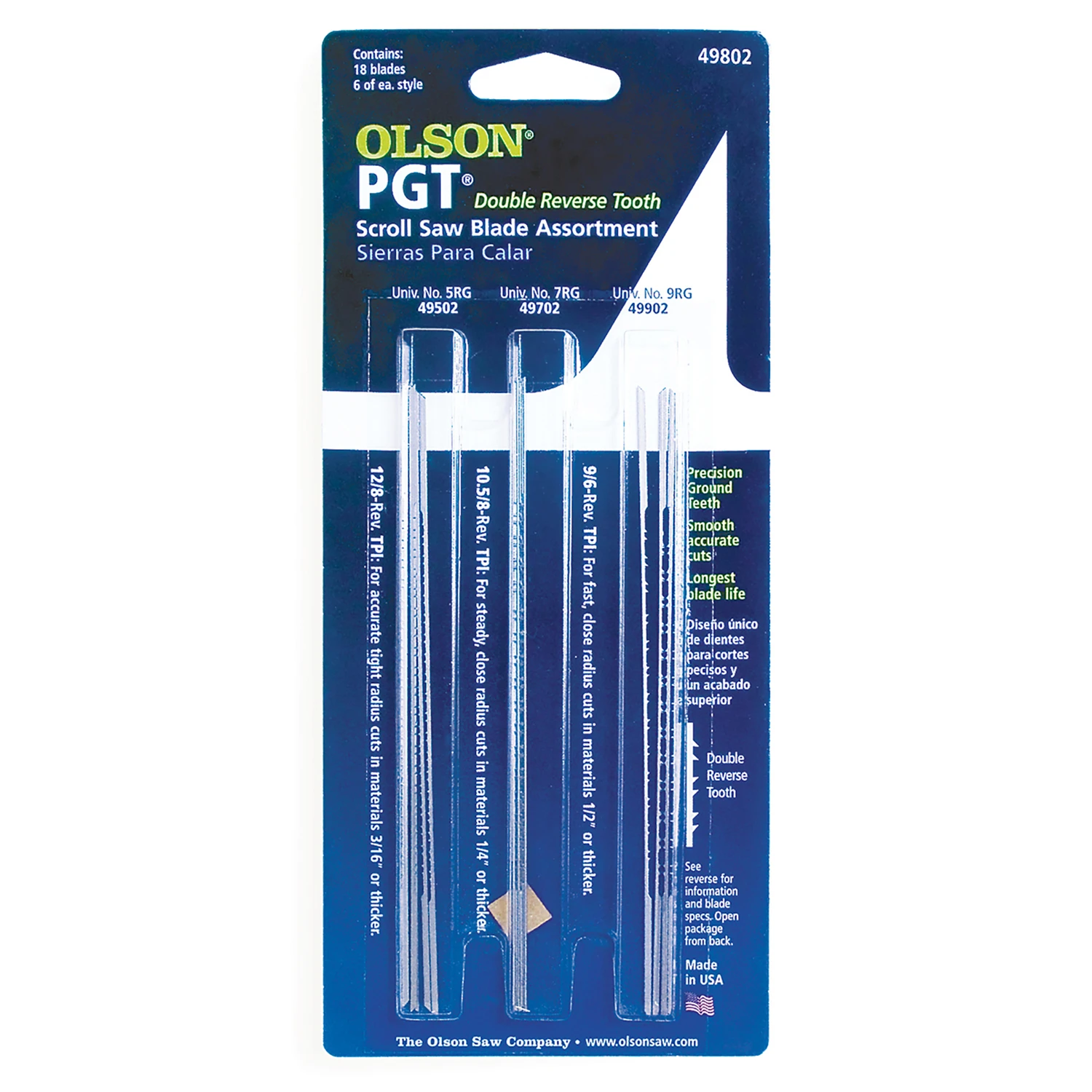 Pgt 5 In. Carbon Steel Scroll Saw Blade 2 Tpi Reverse Tooth 18 Pk