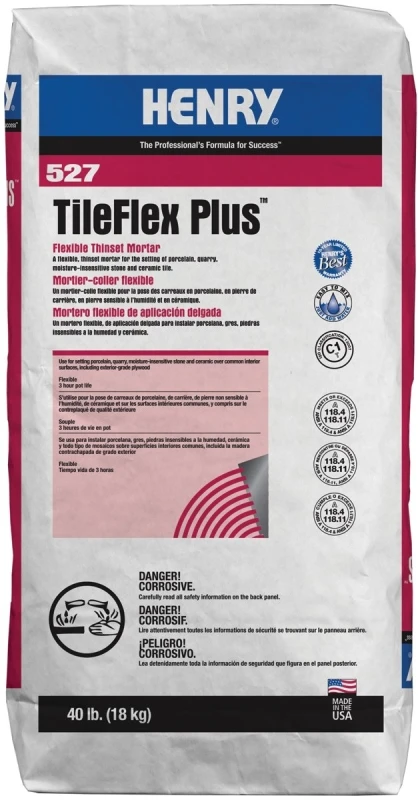 Tileflex Plus Flexible Thin-set Mortar, 40 Lb Bag, Gray, Polymer-modified