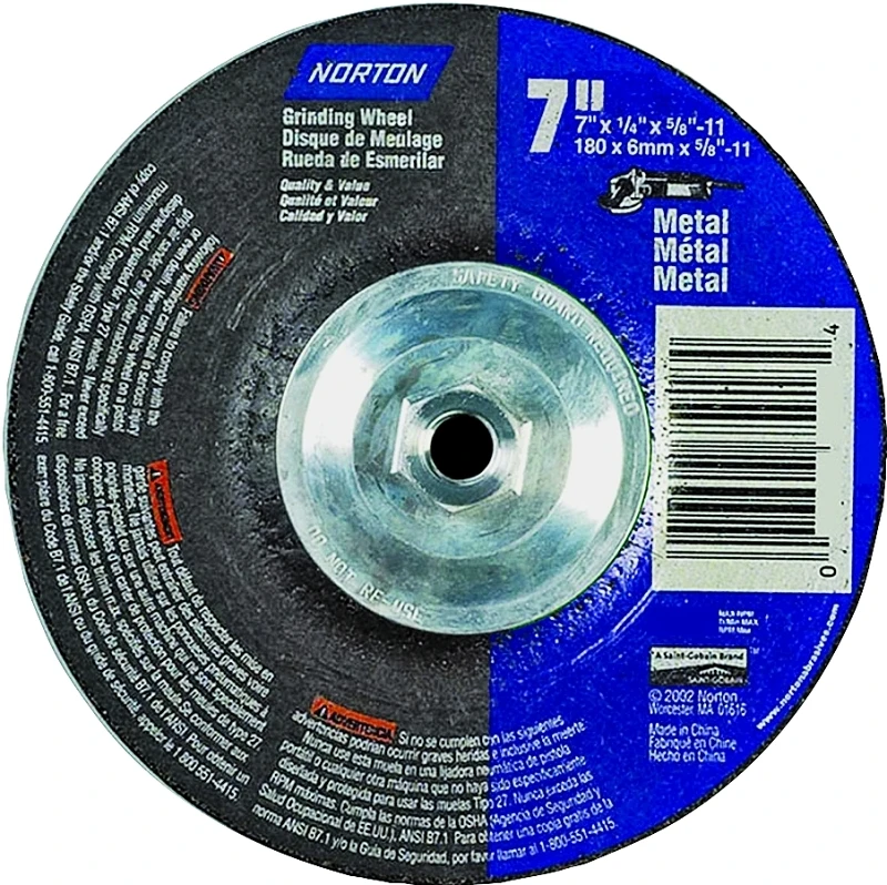 7 In. Aluminum Oxide Grinding Wheel 1/4 In. Thick 8600 Rpm Model 07660775940