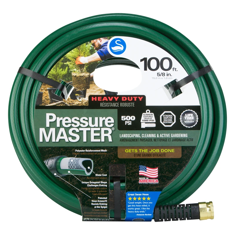 Pressuremaster 5/8 In. Diameter X 100 Ft Length Heavy-duty Green Pvc Garden Hose