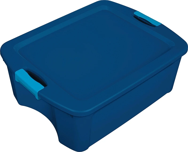 Sterilite 12 Gallon Clear Base With Blue Latch & Carry Storage Tote - Model 14449606