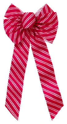6599 Candy Cane Velvet Striped Bow, 7 Loops, 10 X 22 X 2-3/4 In., 24 Pk