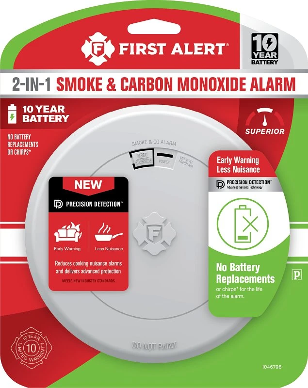 First Alert 1046796 Combination Smoke & CO Alarm, 10-Year Sealed Battery