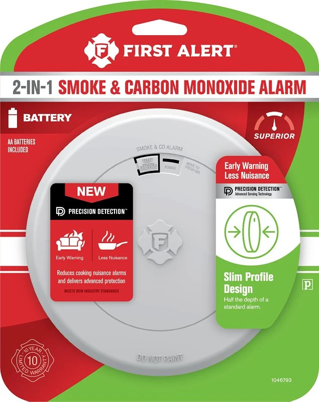 First Alert 1046793 Smoke & Carbon Monoxide Alarm, Slim Profile, Battery-Operated First Alert 1046793 Smoke & Carbon Monoxide Alarm, Slim Profile, Battery-Operated
