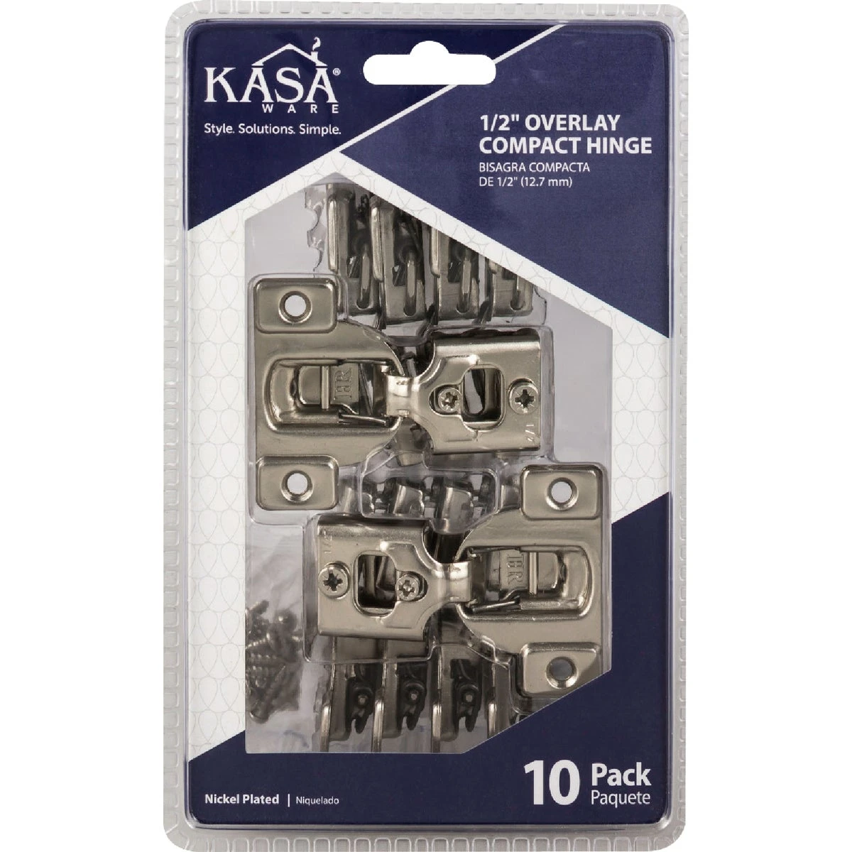 Kasaware 1/2 In. Overlay Compact Hinges, Self-closing, 10-pack, Model Kfhcn012-a-10