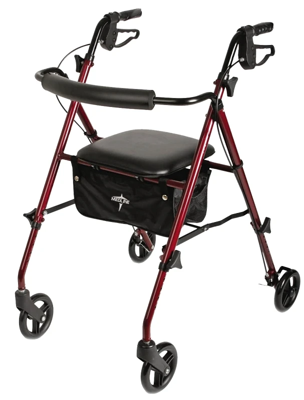 Mds86825slr Burgundy Ultra Light Rollator Walker, Adjustable Height 29.5-36 In