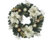 24 Inch Poinsettia Wreath Model 2365320dib For Holiday Decor