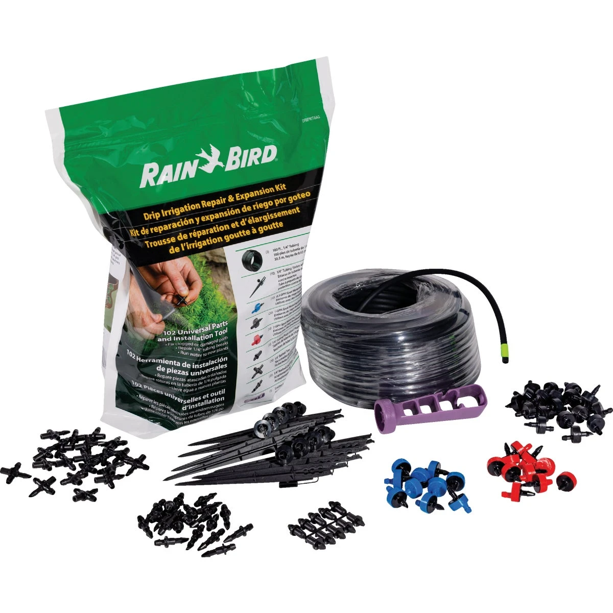 Drip Irrigation Repair & Expansion Kit, 102 Pieces, Model Dripkitbag