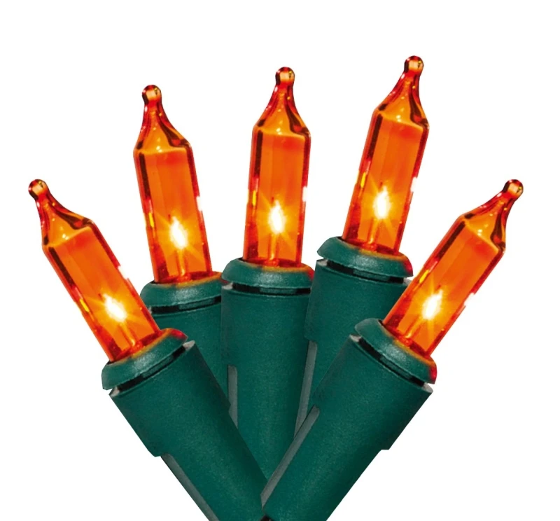 2980-06/u13y072u Mini Incandescent Light Set, 100-lamp, Amber, 21 Ft