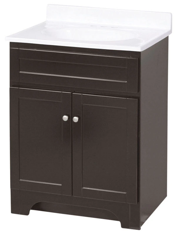 Espresso Bathroom Vanity With Semi-gloss Finish, 35.5 In. H X 25 In. W X 19 In. D