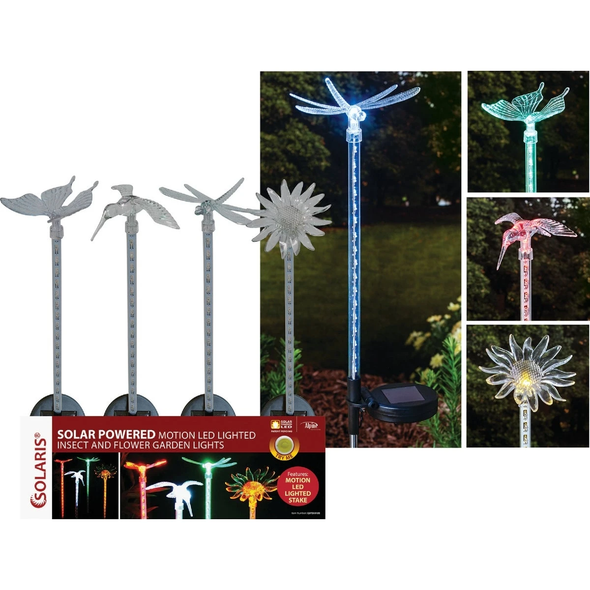Alpine Plastic Clear 32.05 In. H Solar Spring Motion Garden Stake Light