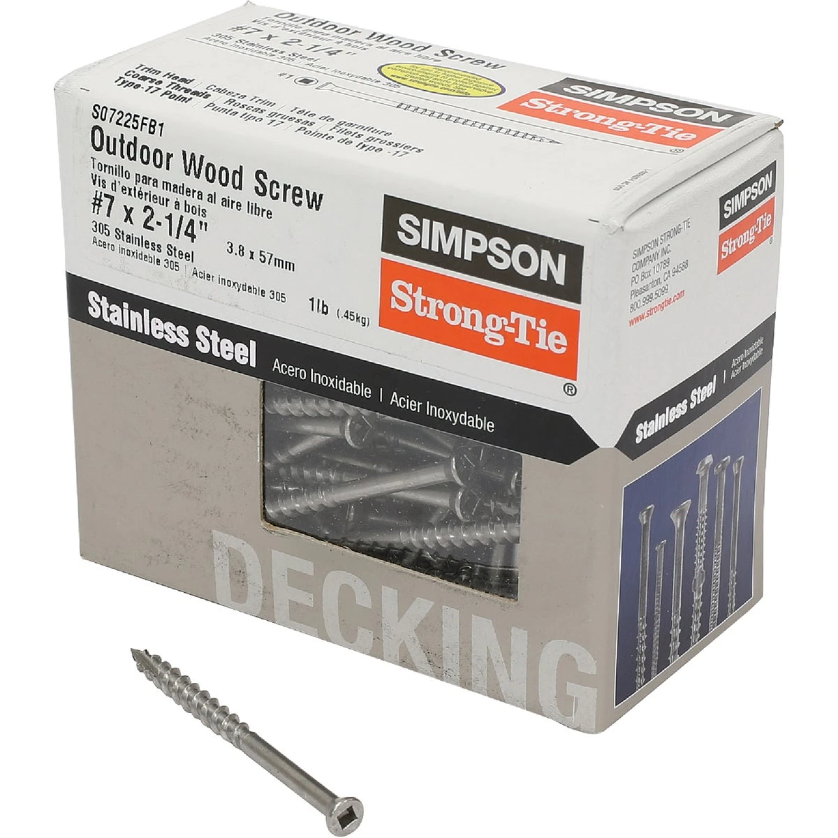 #7 X 2-1/4 In. Square Drive Trim Head Stainless Steel Screw 138 Pk