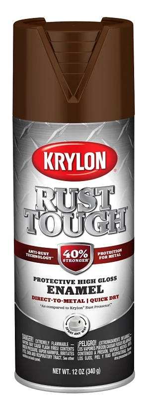 Rust Tough 12 Oz. Gloss Alkyd Enamel Spray Paint - Leather Brown