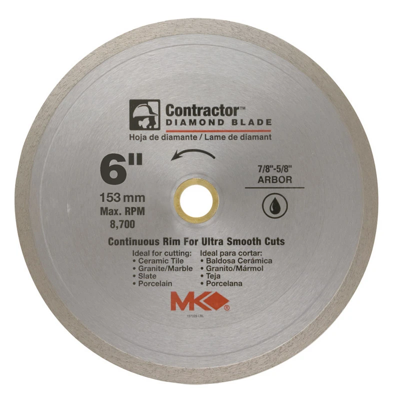 M.K. Diamond 6 Diamond Contractor Continuous Rim Circular Saw Blade 7/8-5/8 1 pk